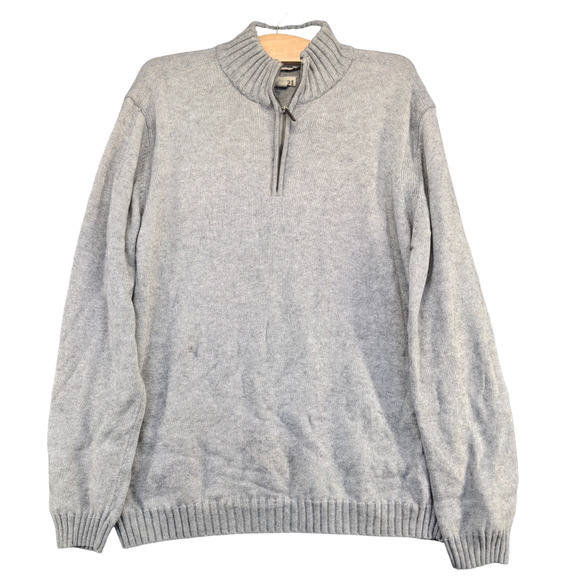 Nordstrom 1901 Men's 1/4 Zip Cashmere Cotton Sweater Gray Size L - Picture 1 of 12